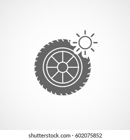 Car Summer Tire Flat Icon On White Background