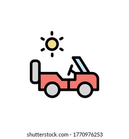 Car, sunny, summer icon. Simple color with outline vector elements of vacation icons for ui and ux, website or mobile application