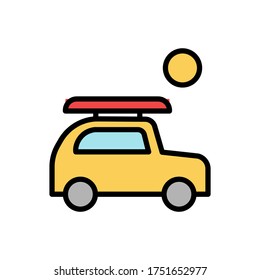 Car, surf board icon. Simple color with outline vector elements of camping icons for ui and ux, website or mobile application