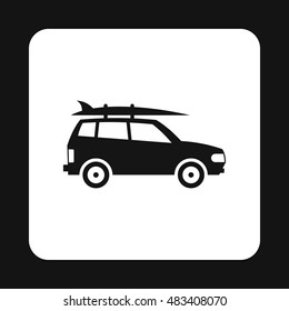 Car with surfboard icon in simple style on a white background vector illustration