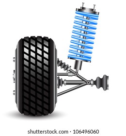 car suspension, frontal view. Vector Illustration