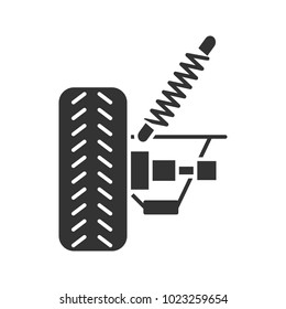 Car suspension glyph icon. Shock absorber. Silhouette symbol. Negative space. Vector isolated illustration