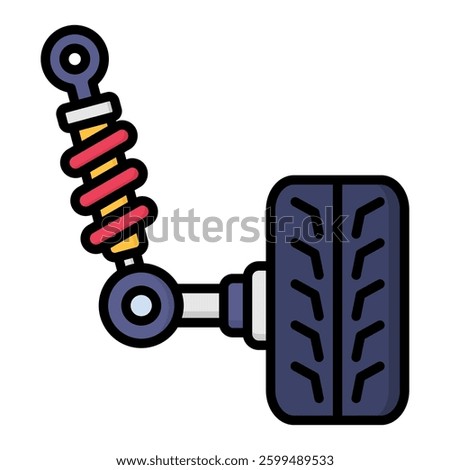 Car Suspension Icon in Flat Color Style With Outline. Simple Flat Icon Vector. Simple Vector Design