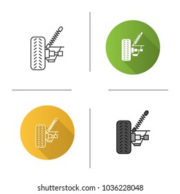 Car suspension icon. Flat design, linear and color styles. Shock absorber. Isolated vector illustrations