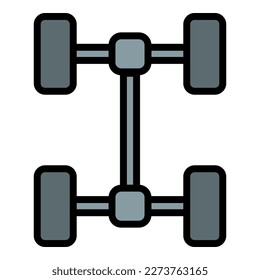 Car suspension icon outline vector. Engine motor. Car tires