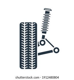 Car Suspension Service, Wheel Alignment Icon - Axle And Wheel Absorber 