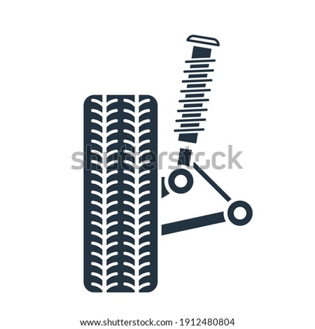 Car suspension service, Wheel alignment icon - axle and wheel absorber 