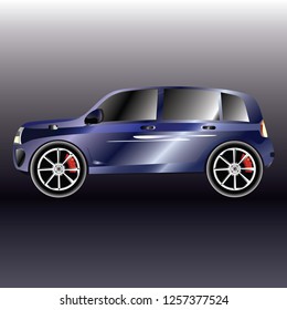 Car SUV blue on dark background abstract vector