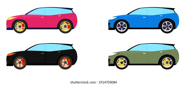 Car SUV Color collection Pink Blue Black Green