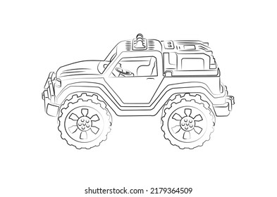 Car SUV contour, line, coloring book for children