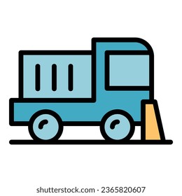 Car sweeper icon outline vector. Street road. Cleaner machine color flat