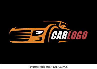 Car symbol logo template, stylized vector silhouette