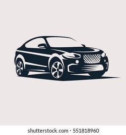 Car symbol logo template, stylized vector silhouette