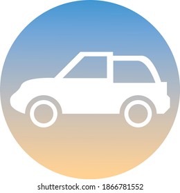 Car symbol of a set. White car icon, on gradient button. Use for banner, card, poster, brochure, banner, app, web design. Easy to edit. Vector illustration - EPS10.