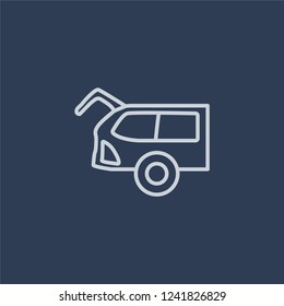 car tailgate icon. car tailgate linear design concept from Car parts collection. Simple element vector illustration on dark blue background.
