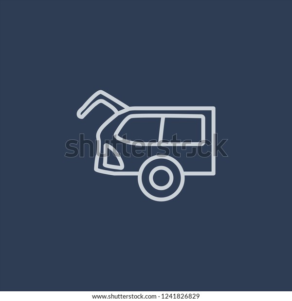 car tailgate icon. car tailgate linear design
concept from Car parts collection. Simple element vector
illustration on dark blue
background.