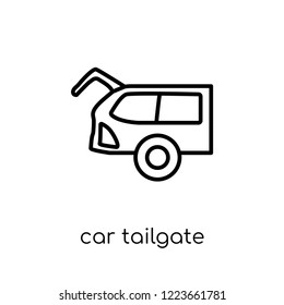 car tailgate icon. Trendy modern flat linear vector car tailgate icon on white background from thin line Car parts collection, outline vector illustration