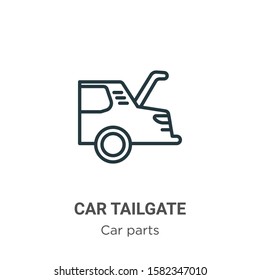 Car tailgate outline vector icon. Thin line black car tailgate icon, flat vector simple element illustration from editable car parts concept isolated on white background