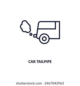 car tailpipe outline icon.  Thin line icon from car parts collection. Editable vector isolated on white background