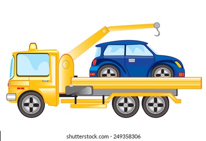 Car with tap for evacuation on white background is insulated