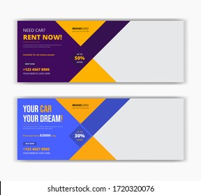 Car taxi rent sale social media post facebook cover timeline web ad banner template