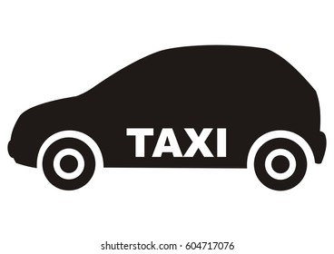 car, taxi, vector icon, black