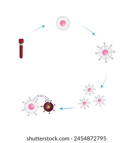 CAR T-cell therapy. Chimeric antigen receptor T cell ,CAR T cell, for use in immunotherapy. Genetic engineering. Chemotherapy. vector illustration.