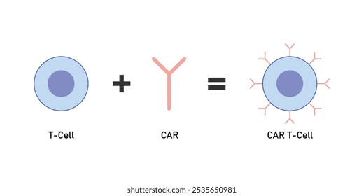 Projeto científico da terapia com células T CAR. Ilustração de vetor.