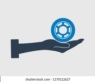 Car tear Service Icon on gray background