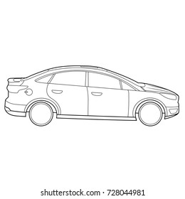 Car, Technology concept, Car details, Line art, Vector illustration