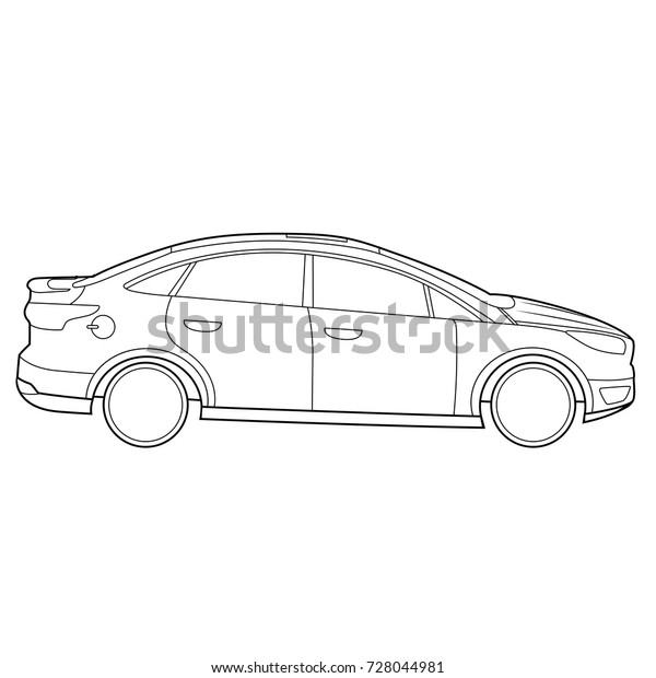 Car, Technology concept, Car details, Line\
art, Vector illustration