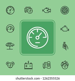 Car technology line icon set. Wheel, remote key, electric engine. Technology concept. Can be used for topics like electric car, service, car industry