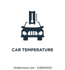 Car Temperature icon. Black filled vector illustration. Car Temperature symbol on white background. Can be used in web and mobile.