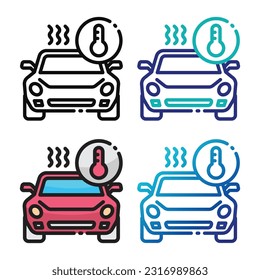 Diseño del icono de temperatura del automóvil en cuatro colores de variación