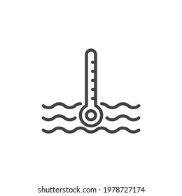 Car temperature warning line icon. linear style sign for mobile concept and web design. Water temperature indicator outline vector icon. Symbol, logo illustration. Vector graphics
