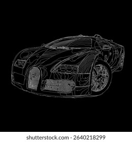 Car template. Transportation outline stroke template. Blueprint layout. Wrap sticker, air brush, vynils, recolor project. Vector eps 10