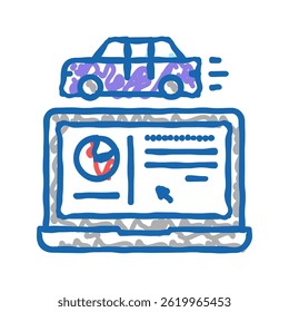 car test computer program doodle icon sketch vector. car test computer program sign. isolated symbol illustration