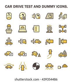 Car test drive and dummy vector icon sets.