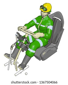 El maniquí de prueba de coche con traje de salto verde ilustración vectorial sobre fondo blanco