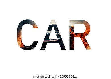 Car Text Effect Design White Background
