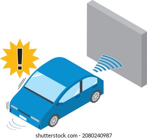 A car that activates the obstacle sensor at the rear to apply the brakes