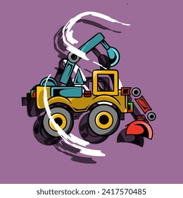 a car that is usually used to dig land so that it can be finished quickly