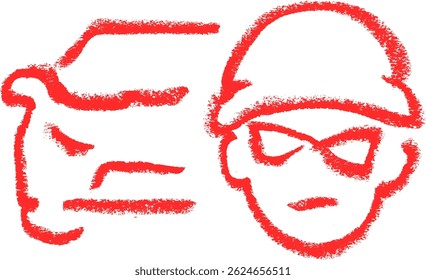 car theft car accident insurance related icon crayon chalk drawing vector