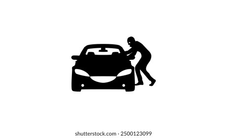 Car theft, black isolated silhouette