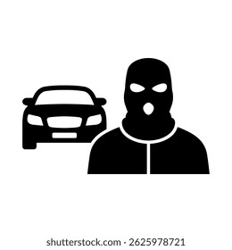 Car theft icon. Stolen vehicle. Carjacker. Vector icon isolated on white background.