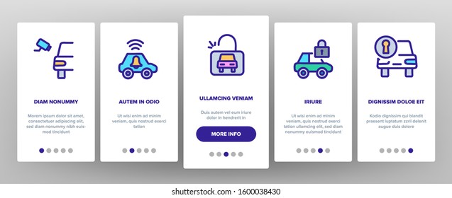 Car Theft Onboarding Mobile App Page Screen Vector
