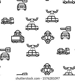 Car Theft Seamless Pattern Vector Thin Line. Illustrations