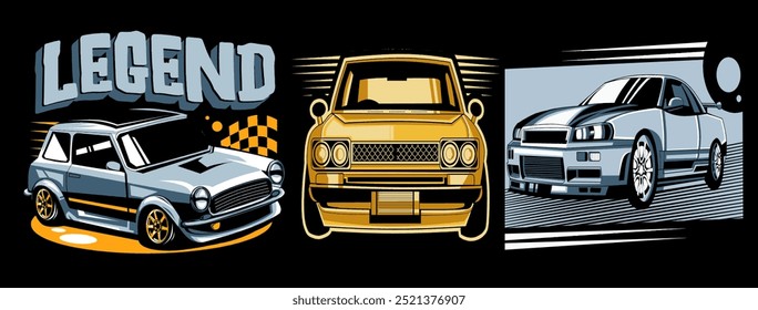 car theme bundle design package, vector old cars, classic cars, retro cars