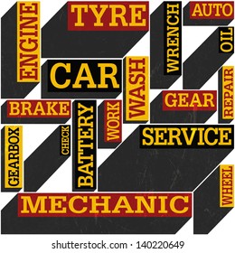 Car themed seamless retro background, vector