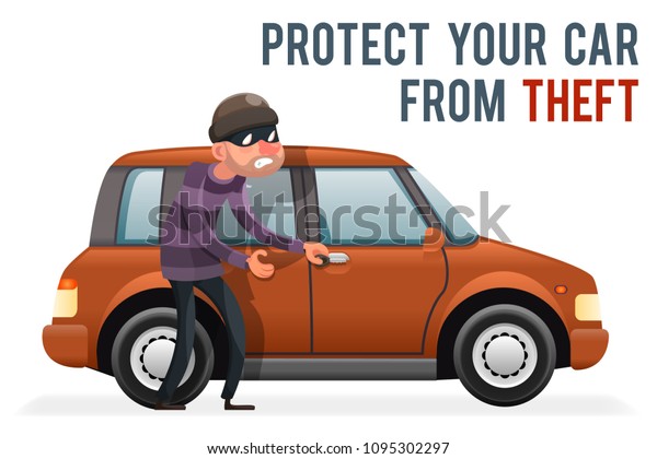 Car thief steal\
automobile robber robbery purse character isolated icon cartoon\
design vector illustration